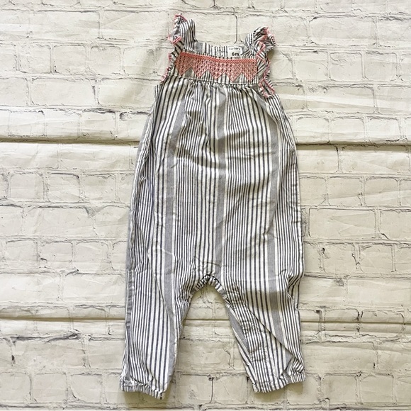 Girls Carter's Blue and White Striped Jumpsuit - Picture 1 of 3